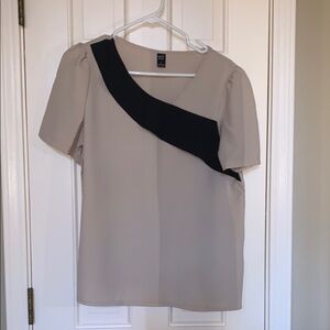 Beige and Black Blouse